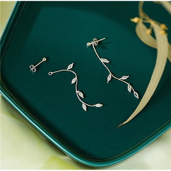 Sterling Silver Olive Leaf Dangle Earrings - Picture 4 of 6